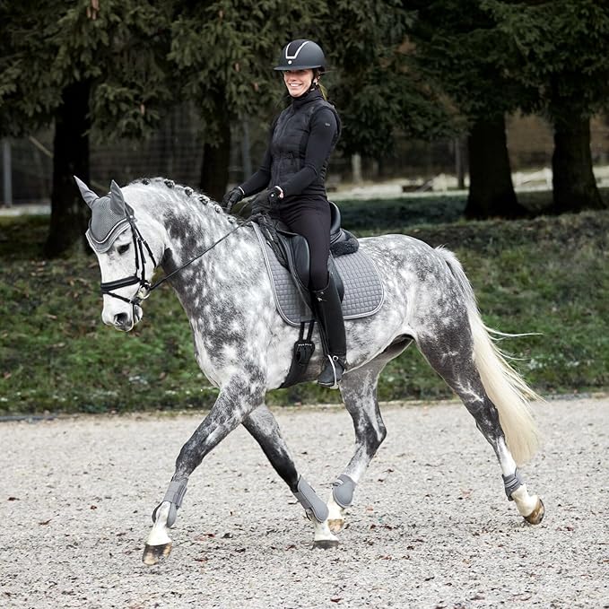 HORZE Adepto Open Front Tendon Boots | Durable Shell with Neoprene Lining - Steel Grey - Horse