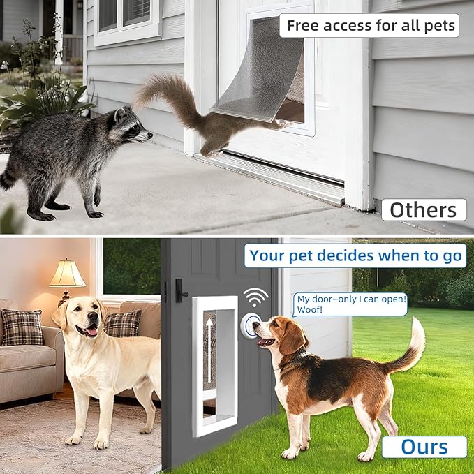 Extra-Large Electronic Dog Door,Pet Automatic Door Smart Aluminum Dog Door with Doorbell Activated Auto Lift, Lockable Weatherproof Telescoping Tunnel for Pets (XXL)