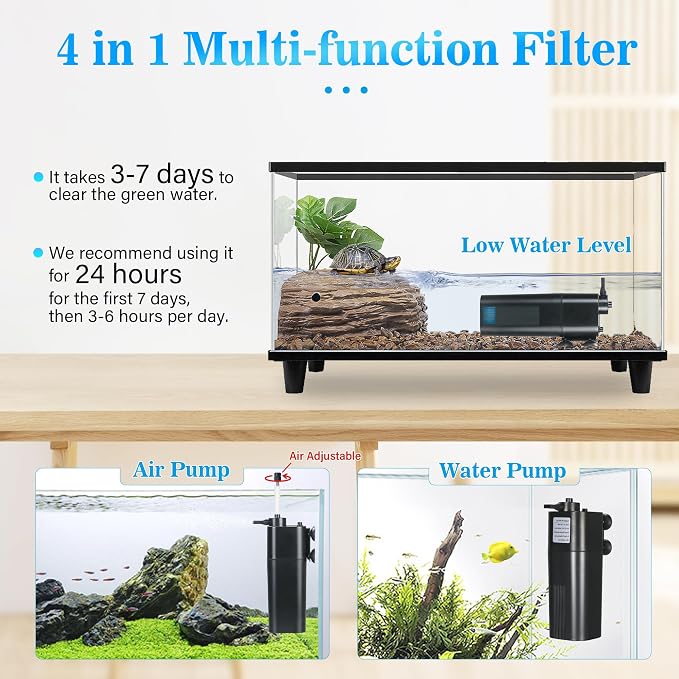 Aquarium U-V Filter for 10-40 gal, 132 GPH Swirl Turbo Design Submersible