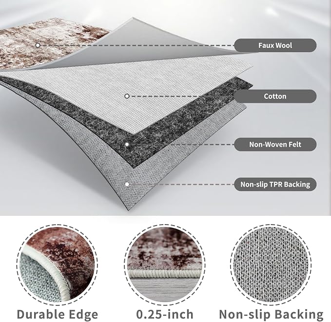 2x8 Washable Runner Rugs for Hallway: Easy-to-Clean Abstract Runners for
