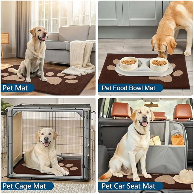 Buganda Dog Door Mat for Muddy Paws, Absorbent Dirt Trapper Washable Indoor Doormats, Non Slip Low-Profile Mud Mat for Dogs, Front Entrance Doormat for Inside Floor (70x47 Inches, Brown)