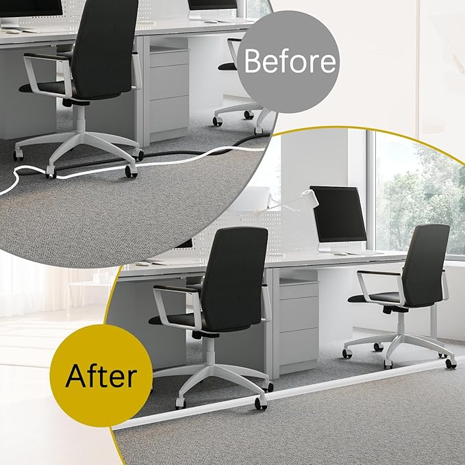 Floor Cord Cover 10FT Cord Covers for Wires on Floor Protect Wires & Prevent Trip Hazards, Easy to Cut for Home, Office, School, Concerts, Cavity W0.6in x H0.32in