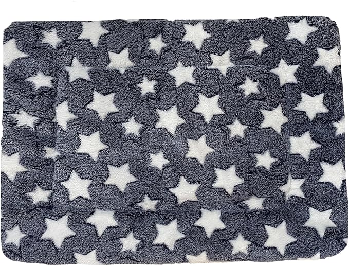 iMaylex Soft Pad Dog Bed Mat, Thicken Warm, Star Pattern, Reversible, Fluffy Pet Dog Sleeping Mattress, Blue, Small