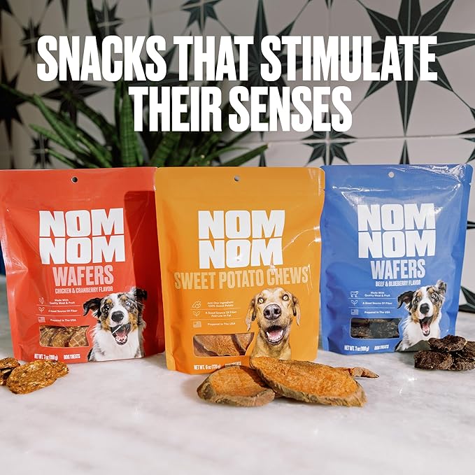 Nom Nom Beef & Blueberry Flavored Treats - Dog Snacks for Training, Rewards, and Mealtime Toppers - No Artificial Flavors or Colors - Prepared in the USA for Dogs 7oz
