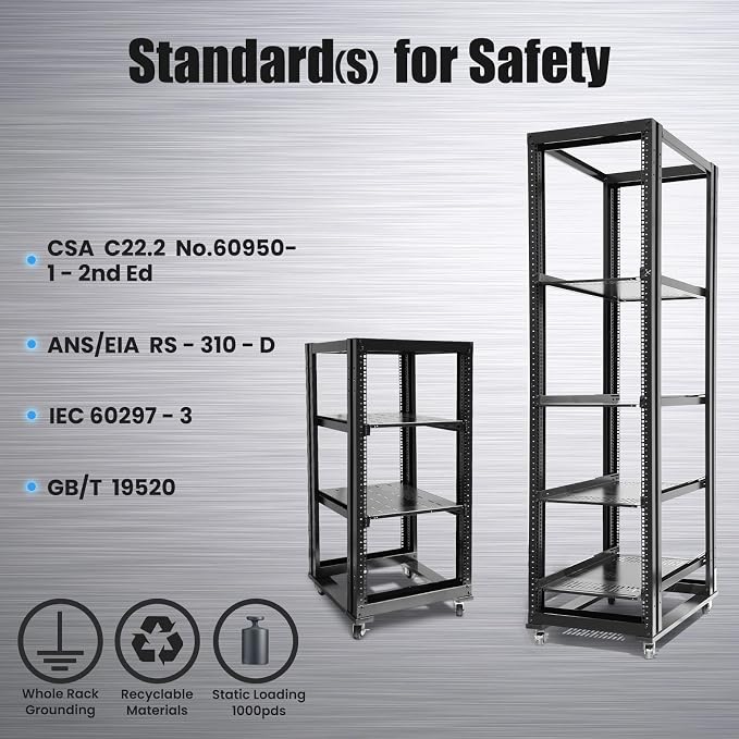 Raising Electronics Server Rack Open Frame Rack 4 Post 19 inch Adjustable