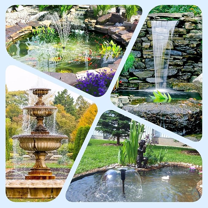 POPOSOAP Pond Filter with 55W Solar Fountain Pump, Solar Pond Filter with