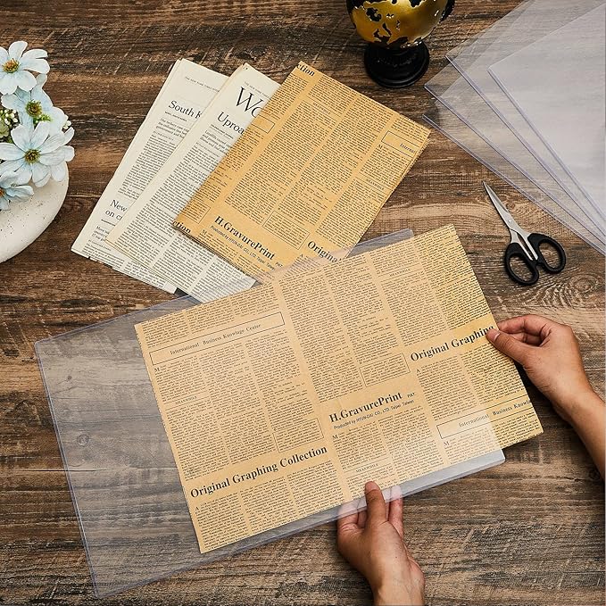 Henoyso 25 Pcs 11" x 17" Rigid Print Protectors, Heavy Duty Hard Plastic Sheet Page Protectors Crystal Menu Holder Clear Poster Sleeve Top Loading Frame for Magazine Photo Paper Poster Prints