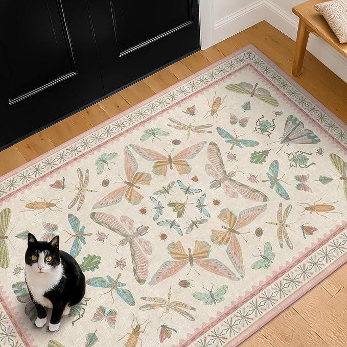 Flower Area Rug for Girls Bedroom