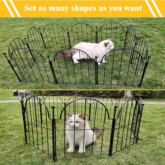 Garden Fence, 22 in(H) x 27.5 ft(L) Arched Rustproof Metal No Dig Fence Garden Fence Border,Ground Stake Animal Barrier Fence for Rabbit Dog, Outdoor Landscape Decor for Yard & Patio,25 Pack