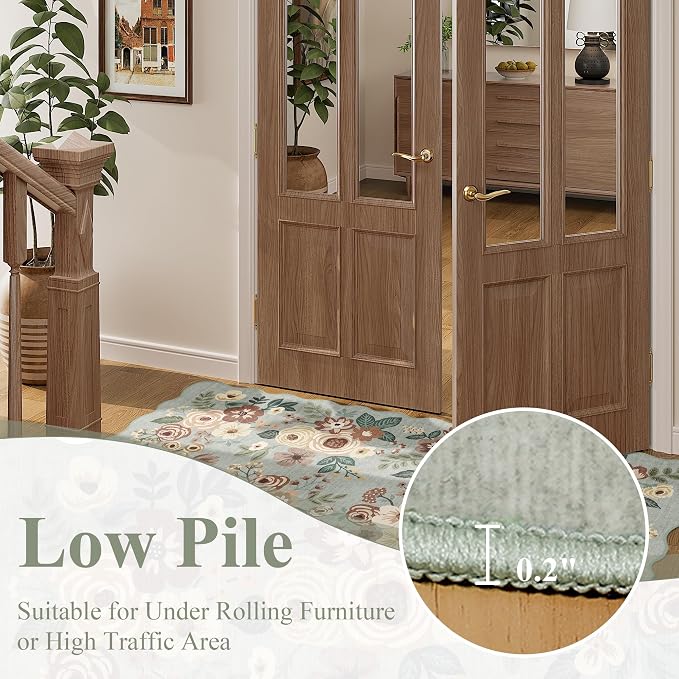DUKINO 2.6x8 Runner Rug for Hallway, Washable Kitchen Rug
