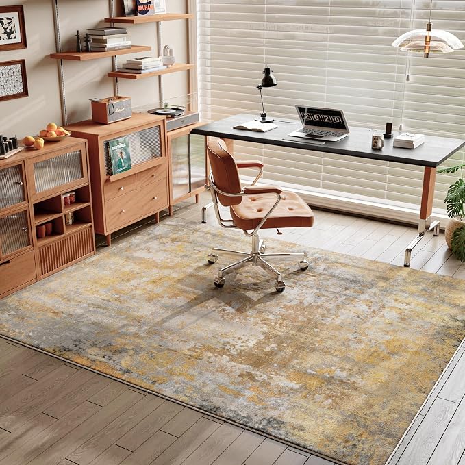 Beige Gold Entryway Rug 3x5 Door Mat Indoor Entrance 36x60, Washable Small