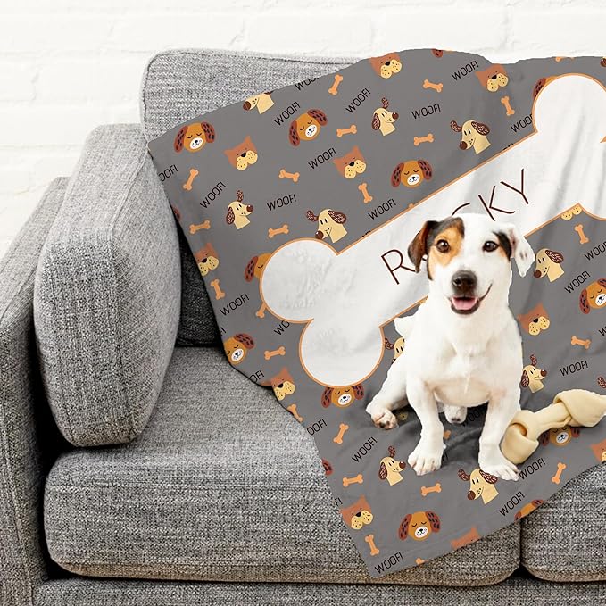 Prints Next Day โ Custom 30" x 40" Plush Pet Lightweight Blanket with Name - Gift for Dog or Cat Owners - Personalized Couch Throw - Puppy Patterned - Printed in America