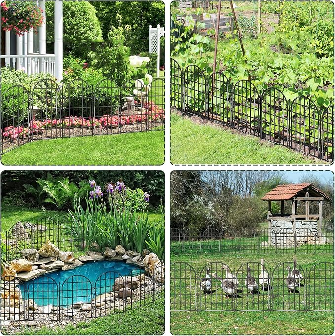 32.5 ft(L) x 22 in(H) Garden Fence, 30 Panels Arched No Dig Fence, Decorative Animal Barrier Fencing with Ground Stake, Rustproof Metal Garden Edging Border for Dog, Rabbit, Outdoor Yard Patio Decor