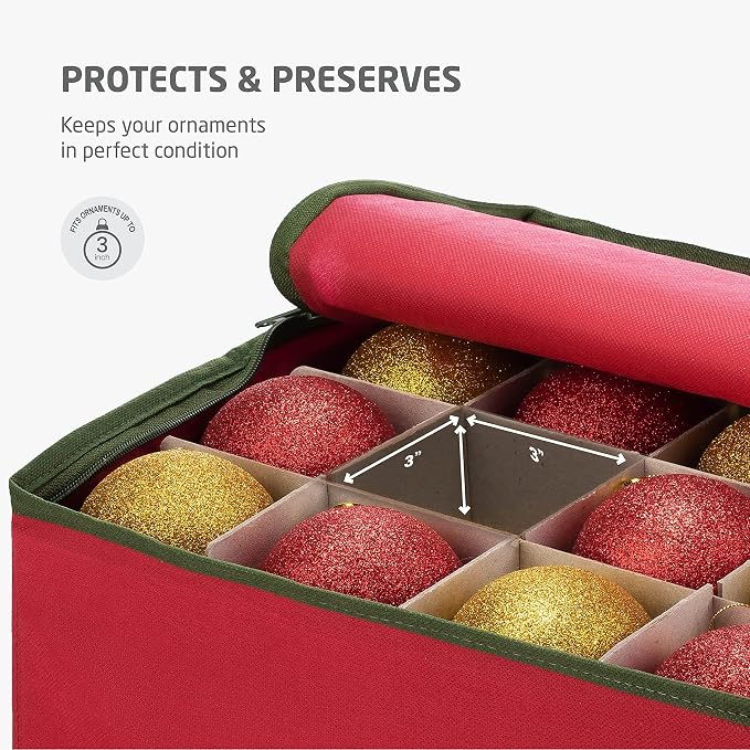 ZOBER Large Christmas Ornament Storage Box