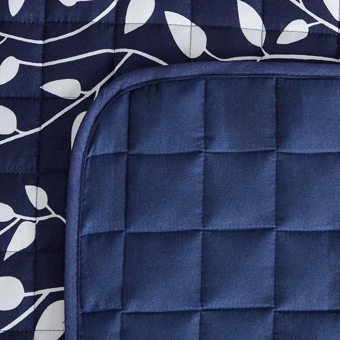 Elegant Comfort Reversible Furniture Protector for Pet Dog Children Kids -2 Ties to Stop Slipping Off Treatment Microfiber As Soft as Egyptian Cotton, Navy Blue Leaf Blue Love Seat