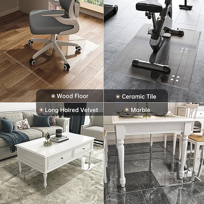48“ x 36” Beveled Edge Glass Chair Mat