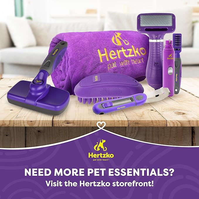 Hertzko Dog Slicker Brush and Dog Hair Remover - Self-Cleaning Brush for Cats and Dogs - Pet Hair Remover Brush for Fur - Gently Removes Mats, Tangles, and Loose Hair - Ideal for Home Use
