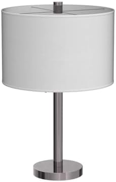 Adesso 2-Light Table Lamp, Brushed Steel & White, Dual Pull Chains, 28”