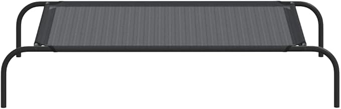 Elevated Dog Bed for Large Pets, Breathable Textilene Outdoor Raised Pet Cot with Powder-Coated Steel Frame, Durable Rectangular Cooling Bed for Garden and Patio, Black