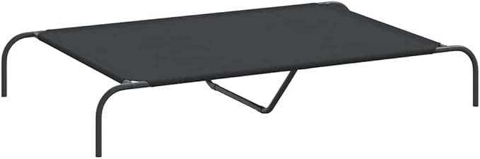 Elevated Dog Bed for Large Breeds, Raised Pet Cot with Breathable Oxford Fabric and Durable Powder-Coated Steel Frame, Indoor Outdoor Cooling Bed, Black, 51.2 x 31.5 in