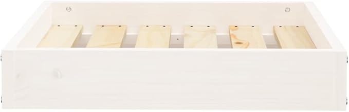 Small Dog Bed, Solid Pine Wood Elevated Pet Bed Frame, Rectangular Minimalist Raised Bed for Small Dogs, Indoor Pet Furniture, White