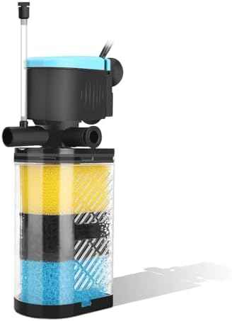 Aquarium Filters – 3-Stage Aquarium Filter in-Tank Filter Internal Filter Fish Tank Filter Turtle Filter for 10-40 Gallon Fish Tanks with Dual Water Outlet and Aeration
