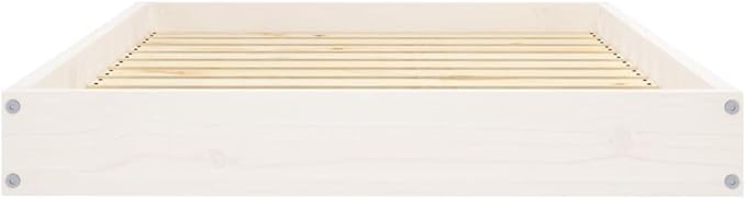 White Solid Pine Wood Dog Bed 36x25.2x3.5 Inch Large Pet Sofa for Medium Dogs, Rustic Minimalist Raised Dog Bed Frame with Sturdy Design for Living Room & Bedroom
