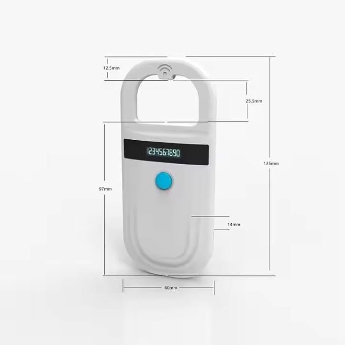 Pet Microchip Scanner ISO11784/85/FDX-B/EMID Animal Handheld Reader,134.2kHz Pet ID Scanner Rechargeable Animal Chip Registration, for Dog/Cat/Pig/Animal (White)
