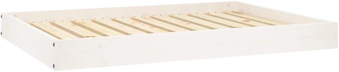 Medium Wooden Dog Bed, Elevated White Solid Pine Wood Pet Cot for Small to Medium Dogs, Modern Minimalist Indoor Pet Furniture, Sturdy Rectangular Rest Station