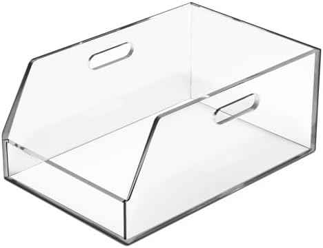 Gelite Stackable Storage Bins Open Front Clear Organizer Bins with