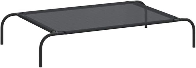 Elevated Dog Bed for Large Pets, Breathable Textilene Outdoor Raised Pet Cot with Powder-Coated Steel Frame, Durable Rectangular Cooling Bed for Garden and Patio, Black