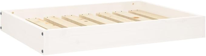Solid Pine Wood Dog Bed 28.1 x 21.3 in White Minimalist Design for Small Dogs Indoor Pet Furniture with Durable Frame and Comfortable Spot