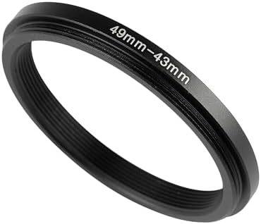 49-43mm Step-Down Ring Adapter, 49mm to 43mm Step Down Filter Ring for 49mm Lens Install 43mm ND CPL UV Camera Lens Filter(49mm-43mm)