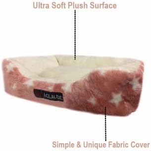 Otis & Claude Coral Velvet Dog Bed Pink, Medium 75x58 – Washable Soft Sofa-Style Bed, Tear-Resistant Look Indoor Pet Bed, Big Dog Couch Bed & Orthopedic-Style Comfort