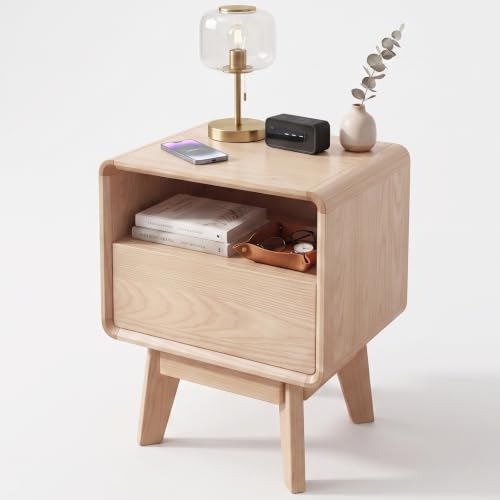 100% Solid Wood Nightstand, Nearly Fully-Assembled, Rustic Natural