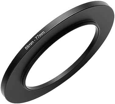 55mm to 77mm Step-up Adapter Rings Filter Adapter Black Metal Step Down Filter Ring Adapter Compatible with All Brand UV CPL ND Camera Lens Filter Stepping Rings (55mm-77mm)