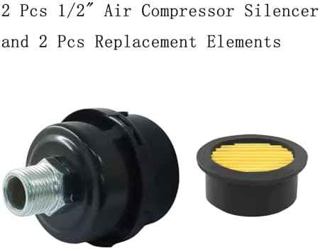2 Pcs Air Compressor Silencer, 1/2" Thread, 20mm