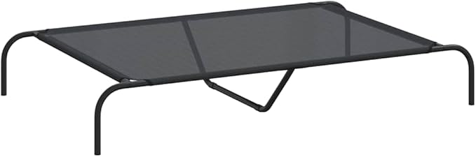 Elevated Dog Bed for Large Breeds, Durable Textilene Pet Cot for Indoor Outdoor Use, Portable Cooling Raised Pet Bed with Powder-Coated Steel Frame, 51.2 x 31.5 in, Black