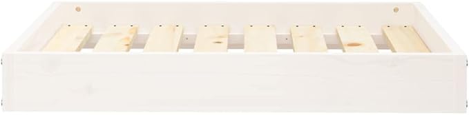 Solid Pine Wood Dog Bed 28.1 x 21.3 in White Minimalist Design for Small Dogs Indoor Pet Furniture with Durable Frame and Comfortable Spot
