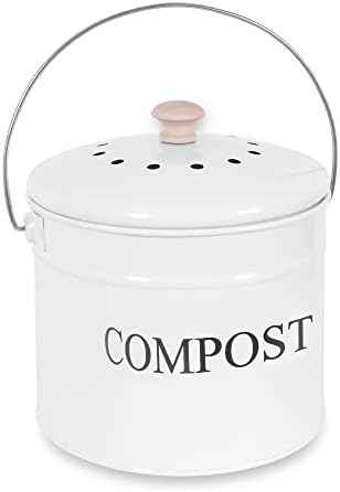 Compost Bin - 1 Gallon Countertop Composter with Lid, Charcoal