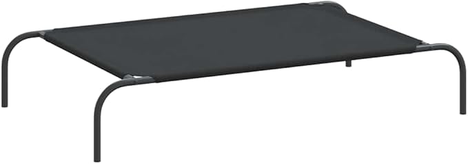 Elevated Dog Bed for Medium Dogs, Raised Pet Cot with Breathable Oxford Fabric and Durable Powder-Coated Steel Frame, Indoor Outdoor Cooling Bed, Black, 43.3 x 25.6 Inches
