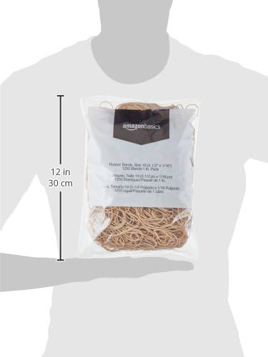 Amazon Basics Rubber Bands, Size 19 (3-1/2 x 1/16 Inch), 1250 Bands/1 lb. Pack, 3-Pack, Tan