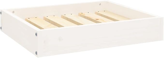 Solid Wood Pine Dog Bed, Solid Wood Pet Bed, Small Pet Furniture Cat & Dog Bed Frame, White 20.3"x17.3"x3.5",-543