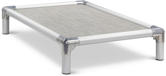 Kuranda Chewproof Elevated Pet Bed - Silver Aluminum - 44" x 27" - Sunsure Textilene - Birch