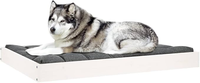 Solid Wood Pine Dog Bed, Solid Wood Pet Bed, Small Pet Furniture Cat & Dog Bed Frame, White 40"x29.1"x3.5",-559