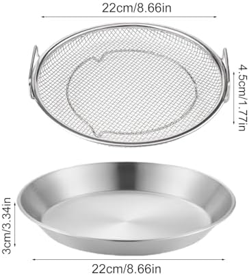 Kitchen Oil Filter Tray - Stainless Steel Mesh Filtering Basket With Tray | Oil Drain Rack | Oil Drip Filter For Frying Grilling Food | Air Fryer Accessories For Frying Grilling Food