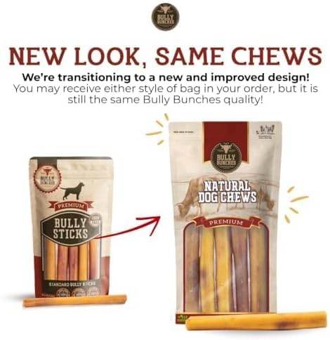 Bully Bunches Premium 6 Inch Thick Odor-Free Bully Sticks for Small & Medium Dogs - Consistently Sized, Long Lasting Chews for Oral Care- All Natural & Single Ingredient, 100% Beef Dog Treat (10 Pk)