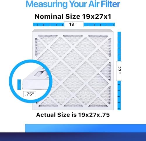 19x27x1 Air Filter (MERV 8) (4-Pack) King Dust & Allergy Control AC Furnace Filters, MADE IN USA, HVAC, Pleated, Electrostatic (Actual Size: 19 x 27 x .75)