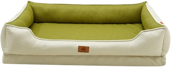 Large Dog Bed with Removable Washable Cover & Bolsters - Waterproof, Non-Slip Pet Sofa for Big Dogs(Green,24 * 18 * 8in)