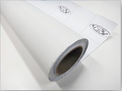 F & B LED LIGHTS White 3D Carbon Fiber Film Twill Weave Vinyl Sheet Roll Wrap (60" X 60", White)